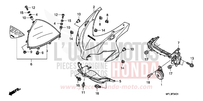 UPPER COWL (2) for CBR1000RR Fireblade DEGITAL SILVER METALLIC (NHA30TA) from 2010